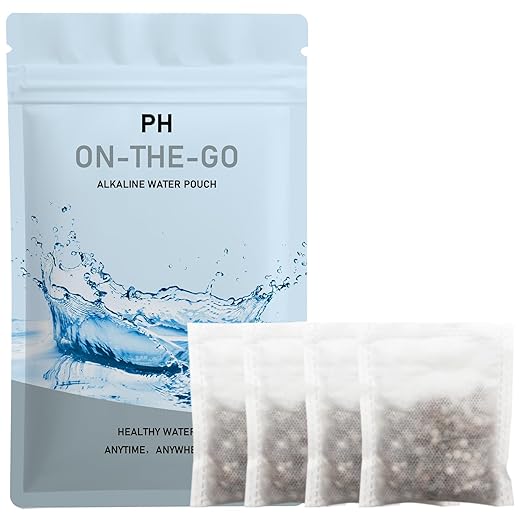 XIGGA Alkaline Water Filter Pouch Super Durable - 2/3/4/6 Pack, Rich in Minerals Balanced Alkali and Acid, Easy to Carry, NO Heavy Metal(White)