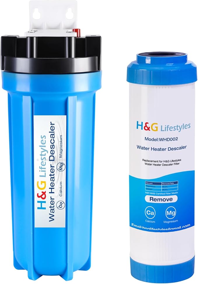 H&G Lifestyles Inline Water Softener for Water Heater, Scale Inhibitor | Whole House Water Descaler,Anti-Scale Buildup,Remove Calcium Magnesium,Soften Water,Water Heater Sediment Buster