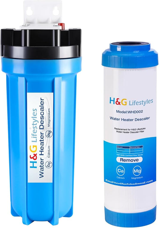 H&G Lifestyles Inline Water Softener for Water Heater, Scale Inhibitor | Whole House Water Descaler,Anti-Scale Buildup,Remove Calcium Magnesium,Soften Water,Water Heater Sediment Buster