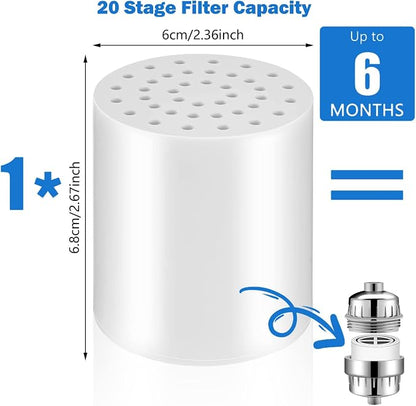 Replacement Filter Cartridge Compatible with Filtered Showerhead,Removes Heavy Metals, Chlorine & Odor, High Pressure Shower Filter for Healthier Hair & Skin(3 pcs)