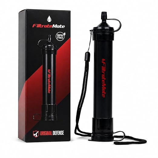 Original Defense® FiltrateMate Portable Water Filter Straw – High-Performance Nanofiber Filtration for Emergency Preparedness, Hiking, and Camping – Purifies up to 1,000 Liters