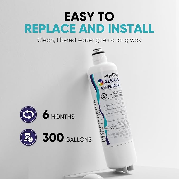 PUREPLUS BORPLFTR50 Replacement for Bosch 11025825 Ultra Clarity Pro, Alkaline Refrigerator Water Filter, Compatible with 12033030, 12028325,11025825, BORPLFTR55, WFC100MF, B36CT80SNS, 2Pack