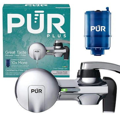 Plus Faucet Mount Water Filtration System, Horizontal (Matte Silver)
