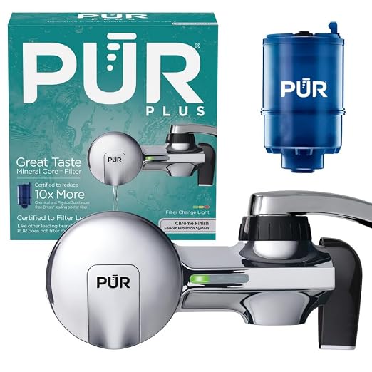 Plus Faucet Mount Water Filtration System, Horizontal (Matte Silver)