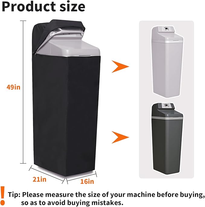 Water Softener Cover,Jacket Access Soften Station Tank Covers,Openable Top Easy to Use Removal-Free Installation,for Water Softener Outdoor UV Dust Protection of Outside Units Heater Parts (Black)