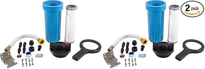 Camco EVO Marine WaterFilter,Offers Premium Water Filtration for Your Boat's Fresh Water Supply, Compatible with 2-1/2-inch x 10-inch Filter Cartridges (40634) (Pack of 2)