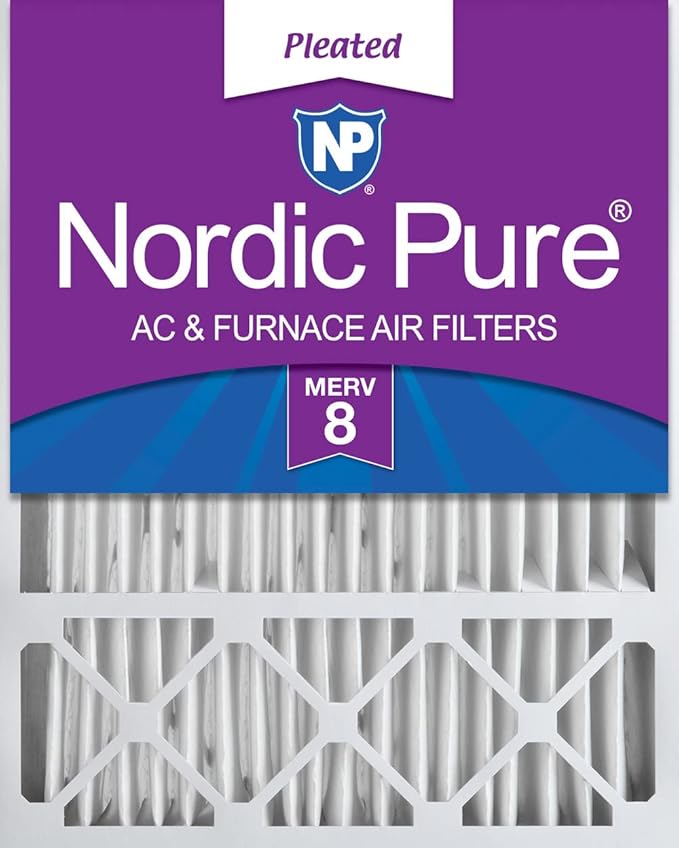 Nordic Pure 20x25x5 Honeywell/Lennox Replacement MERV 8 Air Filter 1 Pack | Actual Size: 19 7/8 x 24 7/8 x 4 3/8 Made in USA, Standard HVAC Filtration, Larger Airborne Particles, Lint, Dust & Pollen