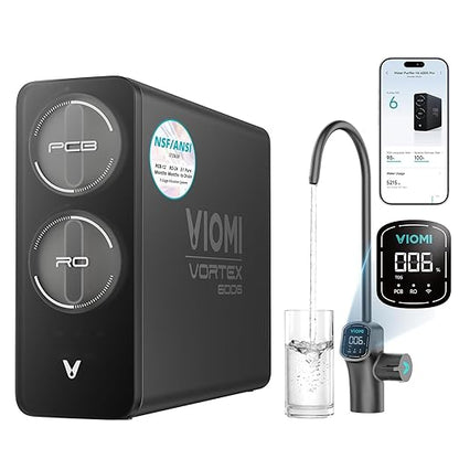 VIOMI V6 Pro Reverse Osmosis System, 600 GPD Tankless RO Water Filter System, Under Sink RO System, 9 Stage Filtration, 3:1 Pure to Drain, Reduce TDS, NSF/ANSI 372 & 58 Certified, Smart LCD Faucet