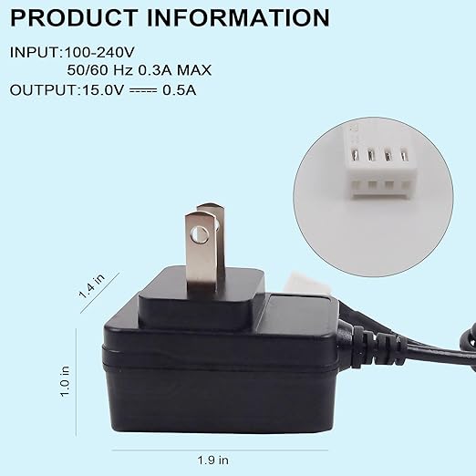 Water Softener Power Cord Transformer 15V DC Adapter Compatible with V3186-06 Fits for Water Softener Valves Produced in 2017 or Later Power Supply Cord