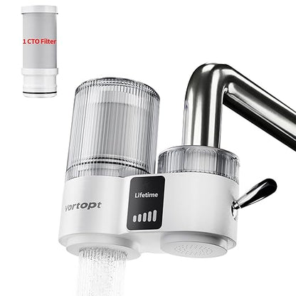 Vortopt Carbon Block Water Filter for Sink Faucet,NSF/ANSI 42 Certified Faucet Water Filter,with Display & 400 Gallon Capacity.
