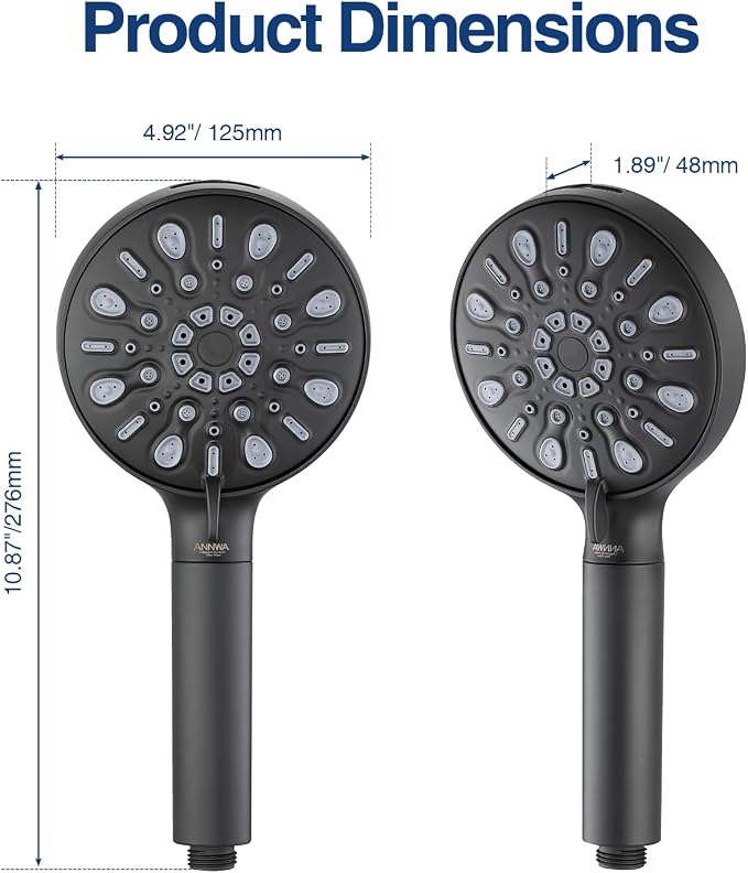 Filtered Shower Head with Handheld, 8 Spray Mode High Pressure Showerhead with Filters, Detachable shower head, Water Softener Filters for Hard Water, Remove Chlorine(N8HS702MB-NA)
