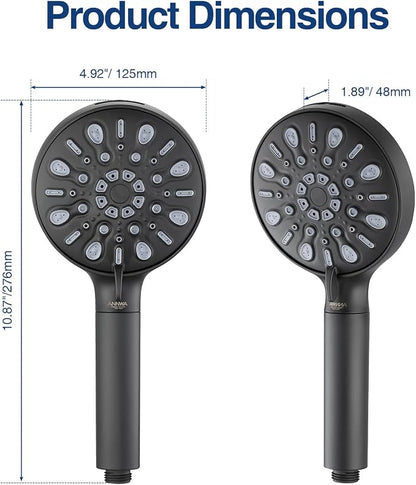 Filtered Shower Head with Handheld, 8 Spray Mode High Pressure Showerhead with Filters, Detachable shower head, Water Softener Filters for Hard Water, Remove Chlorine(N8HS702MB-NA)