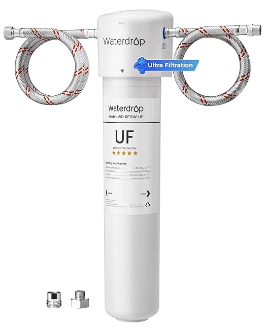 Waterdrop 15UAW-UF 0.01 μm Ultra Filtration Under Sink Water Filter System, 2 Years, Reduces Lead, Chlorine, Bad Taste & Odor, Direct Connect to Kitchen Faucet，No TDS Reduction