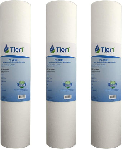 Tier1 5 Micron 20x4.5 Water Filter | Spun Wound Polypropylene Whole House Sediment Pre-Filter Cartridge | Replacement for Pentek DGD-5005-20, SDC-45-2005 | 4.5 x 20 Water Filter Cartridge (3-Pack)