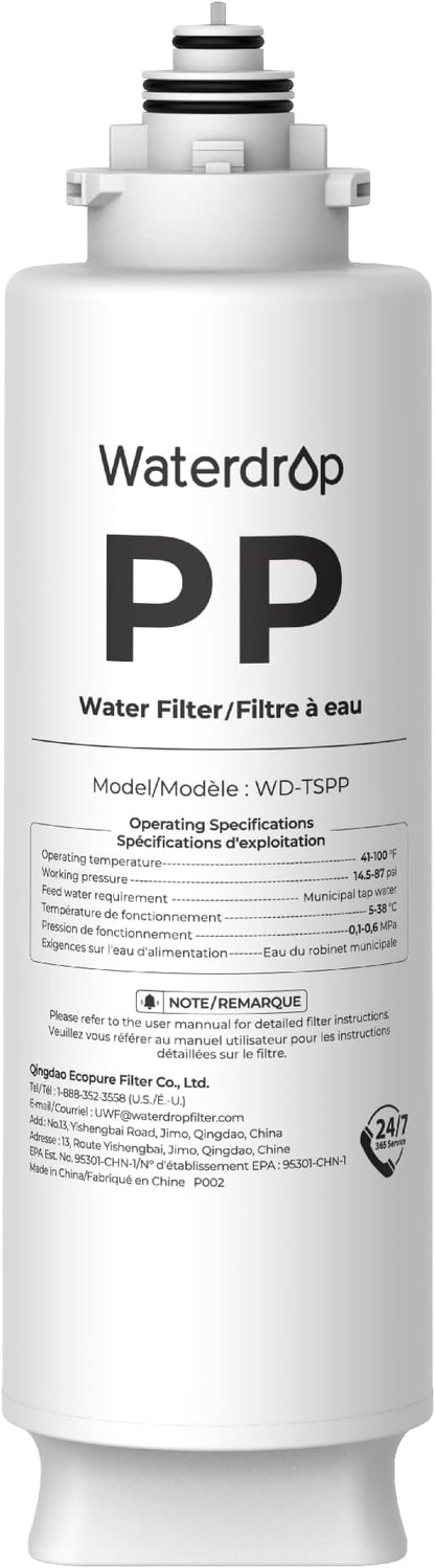 Waterdrop TSPP Under Sink Water Filter, Replacement for Waterdrop TSU & TSU-WB 3-Stage Ultra-Filtration Under Sink Water Filter System, 1 Pack