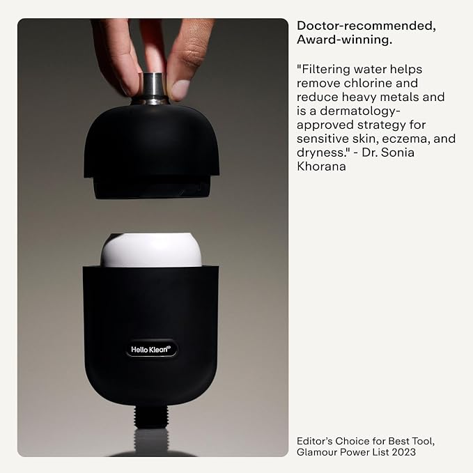 Hello Klean Hard Water Shower Filter in Chrome | Filters Chlorine & Heavy Metals | Softer Skin & Hair | Easy Installation