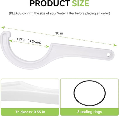 Magluv Water Filter Wrenchs with 3 O-Rings for APEC Half 180° Filter Housing Wrench Fits Most 10" x 2.5" Undersink Housing Canisters, Compatible with APEC Water System Reverse Osmosis Filter Wrench