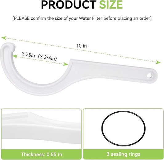 Magluv Water Filter Wrenchs with 3 O-Rings for APEC Half 180° Filter Housing Wrench Fits Most 10" x 2.5" Undersink Housing Canisters, Compatible with APEC Water System Reverse Osmosis Filter Wrench