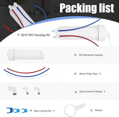 3012 Reverse Osmosis Membrane Housing Kit with Quick-Connect Fitting,Wrench for 200/300/400/500/600 GPD Universal Reverse Osmosis Water Filter Systems