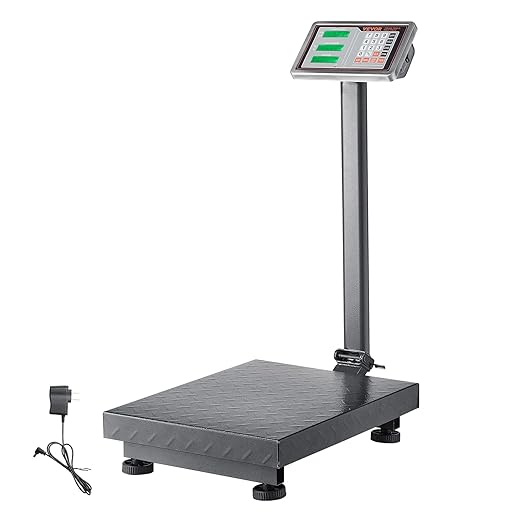 VEVOR Computing Digital Platform Scale, 660 lbs Load, 0.1 lbs Accuracy Computing Floor Scale with LB/KG, Tare, Price Calculator, Stainless Steel High-Definition Display for Boxes, Luggages, FCC Listed