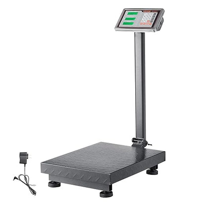 VEVOR Computing Digital Platform Scale, 660 lbs Load, 0.1 lbs Accuracy Computing Floor Scale with LB/KG, Tare, Price Calculator, Stainless Steel High-Definition Display for Boxes, Luggages, FCC Listed