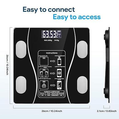 Intelligent Body Fat Scale, a Simple and Practical Digital Scale That can be Connected to a Mobile Digital Bathroom Scale to Display BMI, Body Fat, Muscle Mass, and Durable Weight Scale (Black)