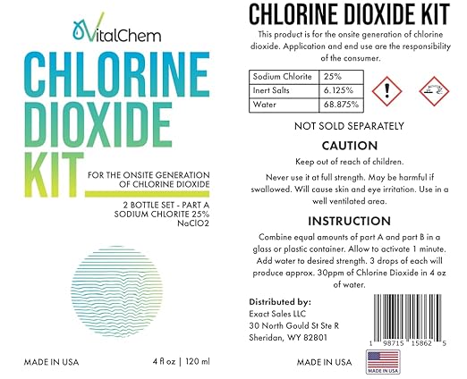 Chlorine Dioxide Kit | Plastic Drop Bottles | Hydrochloric Acid 4-5% (HCl) and Sodium Solution | 8 oz Total