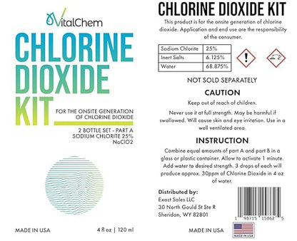 Chlorine Dioxide Kit | Plastic Drop Bottles | Hydrochloric Acid 4-5% (HCl) and Sodium Solution | 8 oz Total