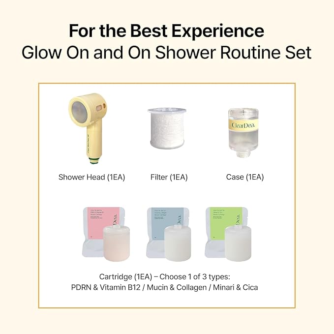 Glow On and On High-Pressure Filter Shower Head – PP Filter & Citric Acid Beads, Easy Installation, Upgrade with Ampoule Cartridges, 3-in-1 Purifying System