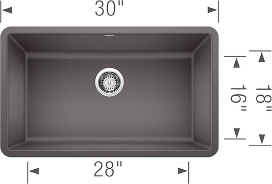 Precis 30in. Single Bowl Kitchen Sink, Cinder