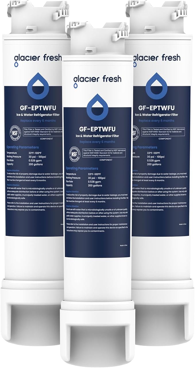 GLACIER FRESH GF-EPTWFU Water Filter, Compatible with EPTWFU01, 3 Pack | EWF02, Pure Source Ultra II, Pure Source Ultra 2, 012505454226, 4562222, 807946701