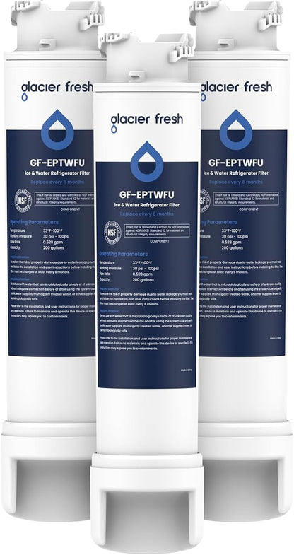 GLACIER FRESH GF-EPTWFU Water Filter, Compatible with EPTWFU01, 3 Pack | EWF02, Pure Source Ultra II, Pure Source Ultra 2, 012505454226, 4562222, 807946701