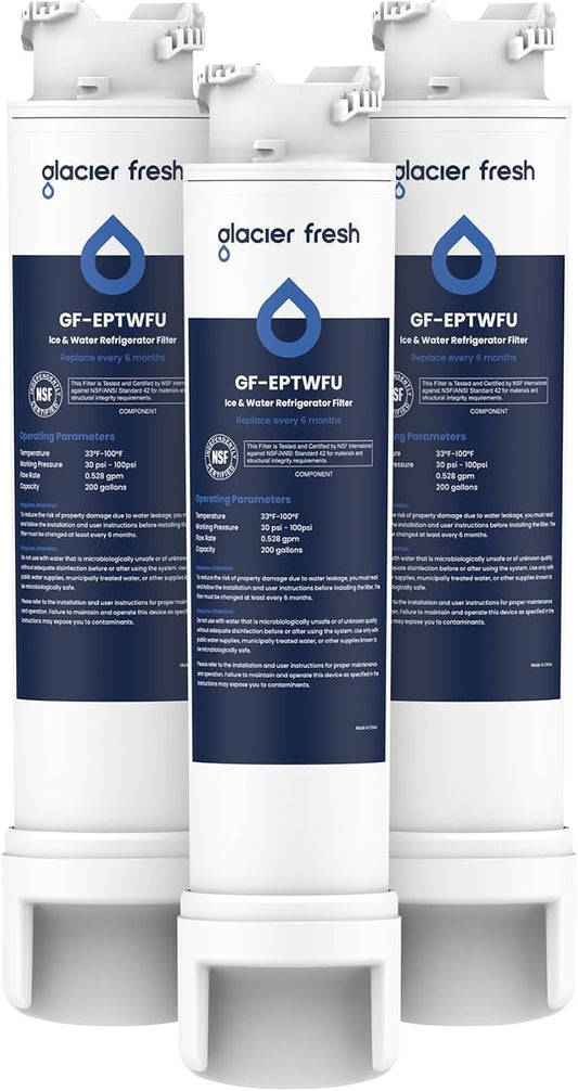 GLACIER FRESH GF-EPTWFU Water Filter, Compatible with EPTWFU01, 3 Pack | EWF02, Pure Source Ultra II, Pure Source Ultra 2, 012505454226, 4562222, 807946701