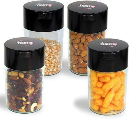Tightvac 1 oz to 6 ounce - Patented Airtight Container | Multi-use Vacuum Container Works as Smell Proof Containers for Herbs and Dry Goods. Dark Green Cap & Clear Body