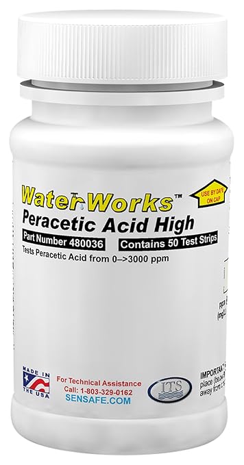 Industrial Test Systems 480036 WaterWorks Peracetic Acid High Water Test Strips