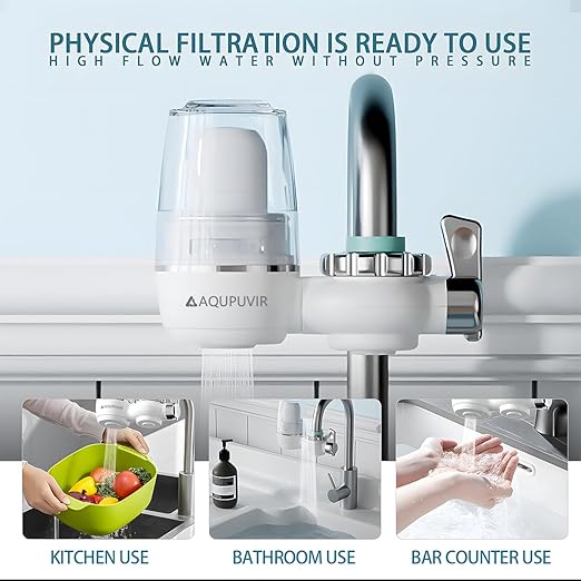 Sink Water Filter System for Kitchen Faucet | Reduces Lead, Chlorine, Bad Taste & Odor | High Capacity 320 Gallons | Easy Install with View Window | Drinking Water Purifier