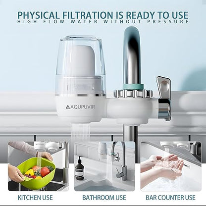 Sink Water Filter System for Kitchen Faucet | Reduces Lead, Chlorine, Bad Taste & Odor | High Capacity 320 Gallons | Easy Install with View Window | Drinking Water Purifier