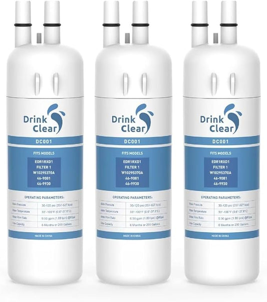 Replacement for Whirlpool EDR1RXD1, P8RFWB2L, W10295370A, Compatible with Kenmore 9081, WHR1RXD1, P4RFKB2, 46-9081, 46-9930 Refrigerator Water, PACK of 3