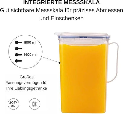 LocknLock Aqua Fridge Door Water Jug | Clear Pitcher | BPA Free Plastic Pitcher with Lid | 2 Quart Pitcher with Lid for Water, Juice, Tea & More Beverages, Clear