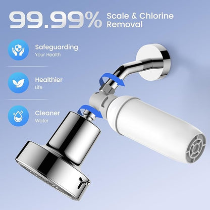Shower Filter High Pressure Activated Carbon Filter NSF Certified, Water Softener for Hard Water Shower Head Filtration, Removes Chlorine, Particulates, Anti-scaling for Healthier Skin, Hair