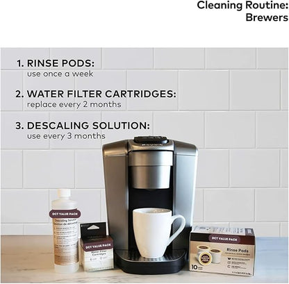 Descaling Solution Pack of 3 (14 fl oz Each) for Single Serve Coffee Machines with Complimentary Direct Coffee Tea Est 2019 Brand Sticker