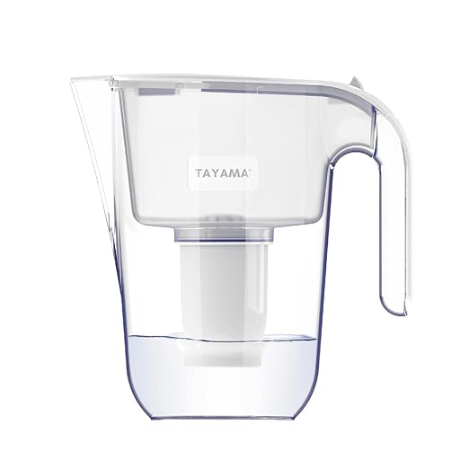 Tayama Alkaline Water Filter Pitcher, 10-Cup Capacity, 3.2L, pH Up to 9, Removes Chlorine and Heavy Metals