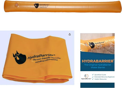 The Original HydraBarrier Standard Flood Barrier – 6 ft Long x 4 in High – Light, Reusable Sandbag Alternative – Flood Control & Diversion Tube for Home, Garage, Door & Property Protection