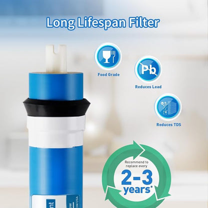 PureDrop PDR-ROM50 Reverse Osmosis RO Membrane Replacement 50 GPD, Fits Standard Under Sink RO Drinking Water Filter System
