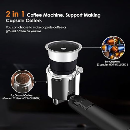 COWSAR Commercial Espresso Machine 20 Bar, Compact Espresso Maker with Milk Frother Steam Wand, Expresso Coffee Machines with 45 OZ Removable Water Tank for Cappuccino, Latte, Home