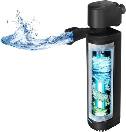 300GPH Aquarium Filter, UV Sterilizer for Aquarium for 45-120 Gallon, Submersible Pump Filter for Green Water Algae Clean, Ultra-Silent Green Killing Machine with Fish Tank & Turtle Tank Deodorization