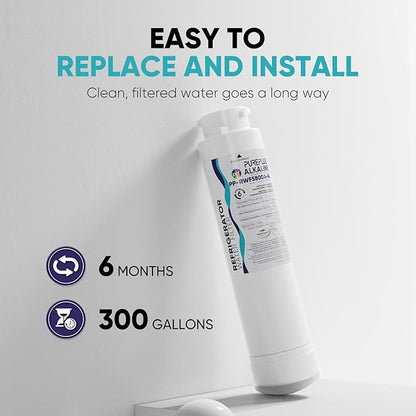 PUREPLUS EPTWFU01 Alkaline Refrigerator Water Filter, Compatible with Frigidaire EWF02, GP006, Pure Source Ultra II, RWF5800A, 2Pack