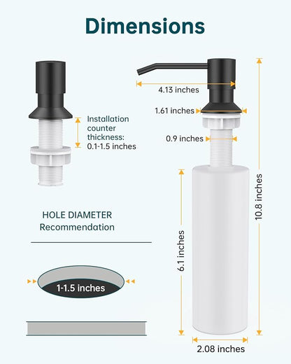 Hiqufet Black Kitchen Faucet with Soap Dispenser & Pull Down Sprayer, Rv Kitchen Sink Faucets for Pot Filler, Farmhouse Camper Bar Sink Laundry, RV Bathroom, Single Hole Single Handle Stainless Steel