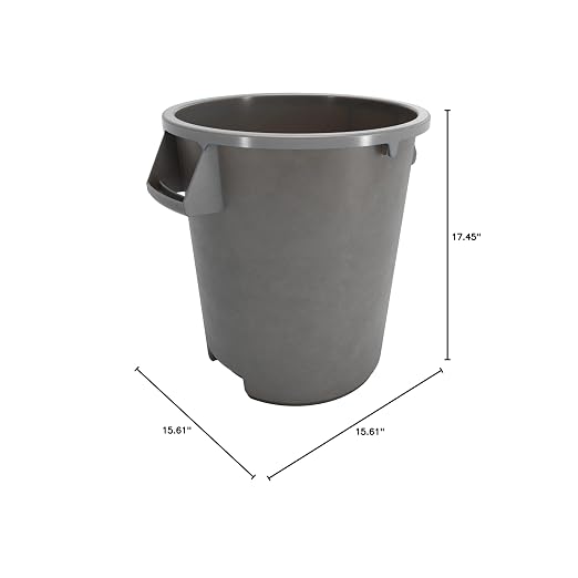 SPARTA Bronco Waste Container Trash Container, Round Trash Bin for Disposal, 10 Gallons, Gray