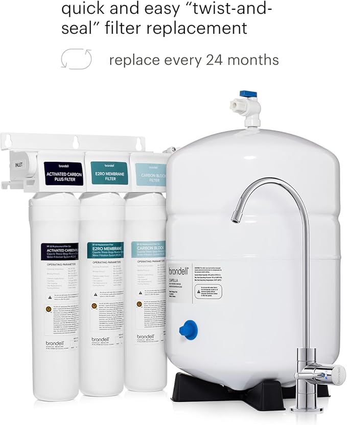 Brondell Reverse Osmosis Membrane Replacement Filter for Capella RO Water Filtration System, Eco-Efficient ER20 Filter 24 months of filtration RF-50